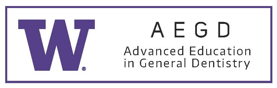 Large purple W logo for University of Washington on left and AEGD Advanced Education in General Dentistry