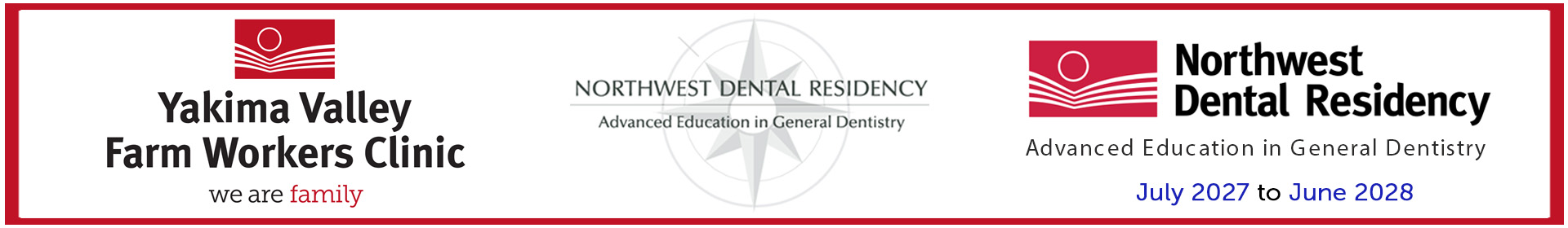 The Northwest Dental Residency Program - is a 1 year only, post-doctoral Advanced Education in General Dentistry residency program hosted in Yakima Valley Farm Workers clinics in Central WA